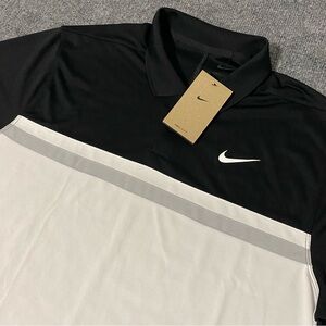 Nike Dri Fit Victory Color Block Polo Mens Large Black White NWT